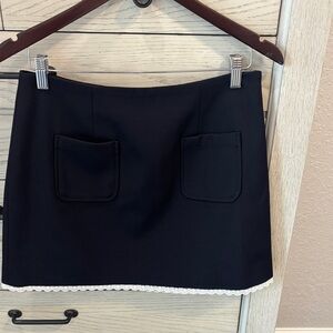 Avec Les Filles Black Mini Skirt with White Trim
